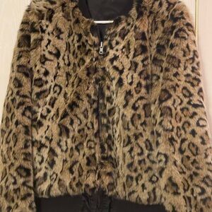 Leopard Print Faux Fur Jacket